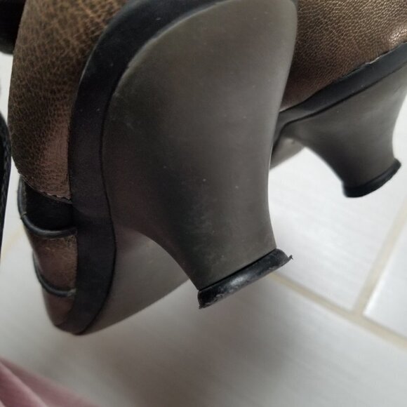 FLY London Bronze Kitten Heel  Ankle Booties Victorian 38 - Picture 2 of 10